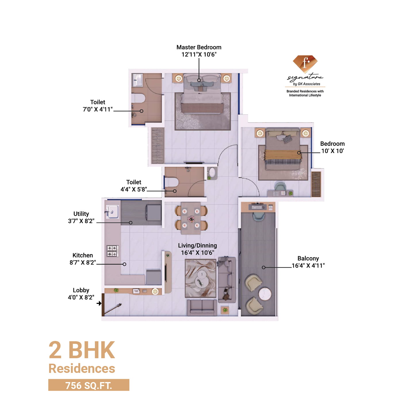2 BHK Floor Plan